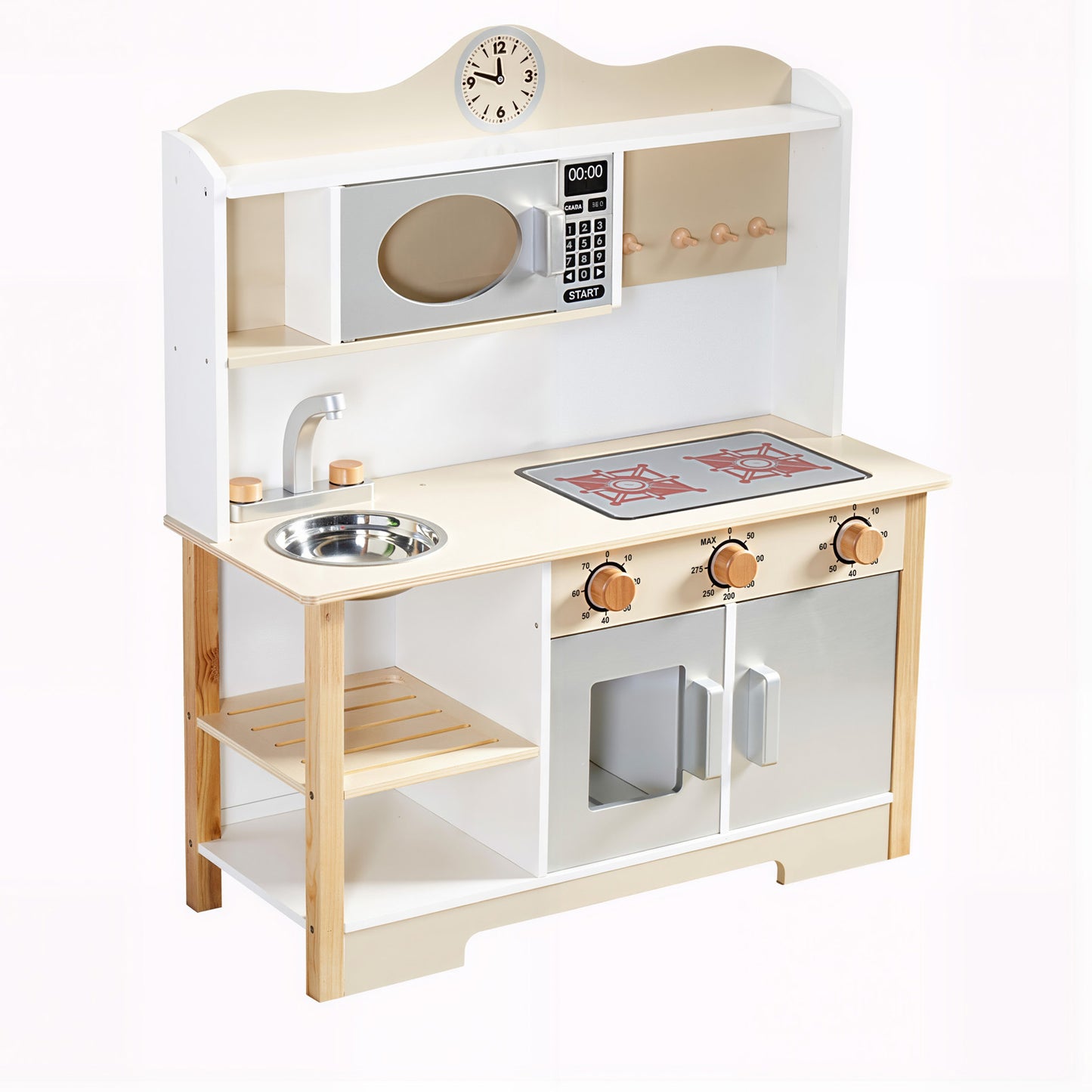 Children's game kitchen, children's wooden toy kitchen toy set, children's game kitchen pretend game set, suitable for 3+year old children (overweight and oversized)