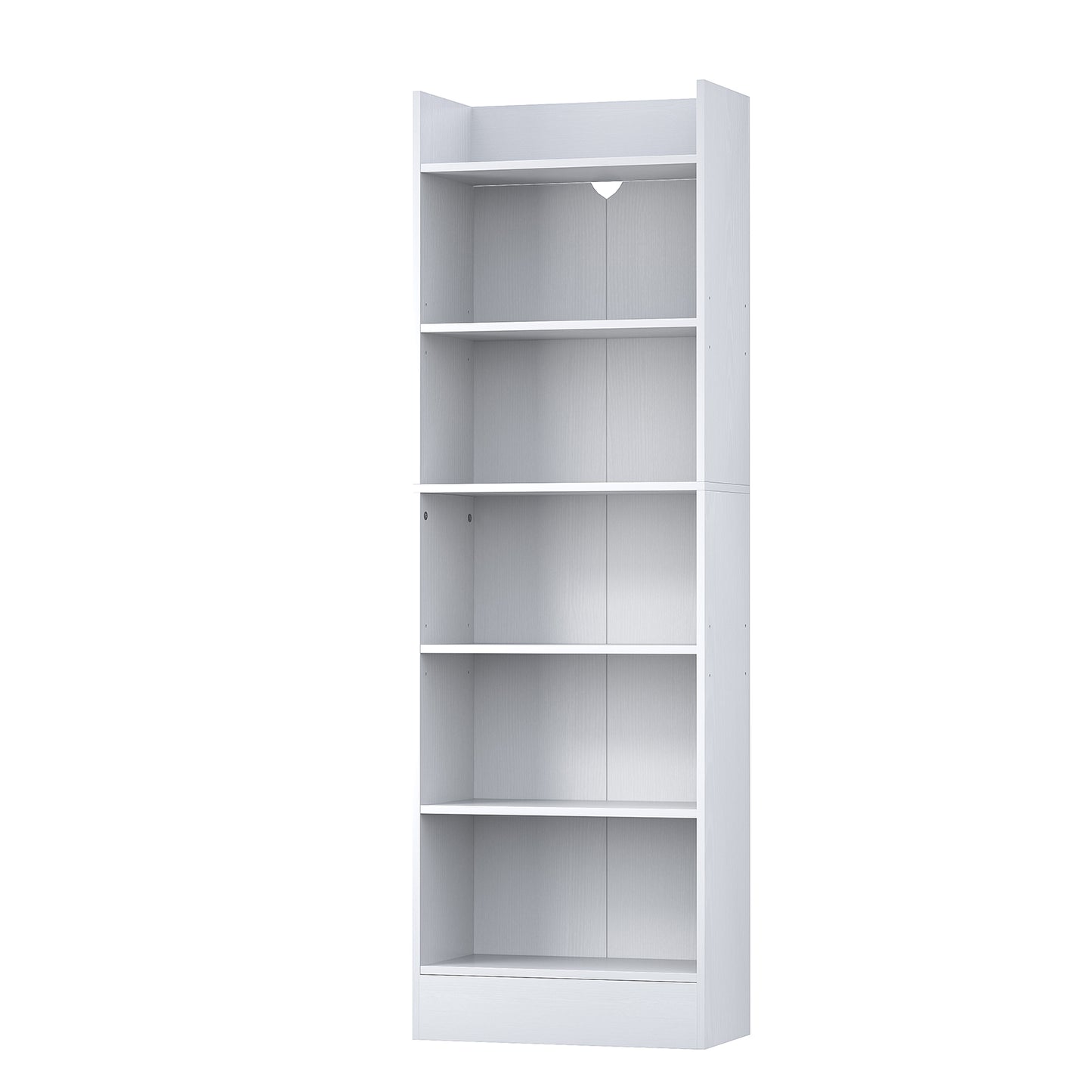 White modern style six story open standing bookshelf, suitable for use in offices and living rooms on six floors