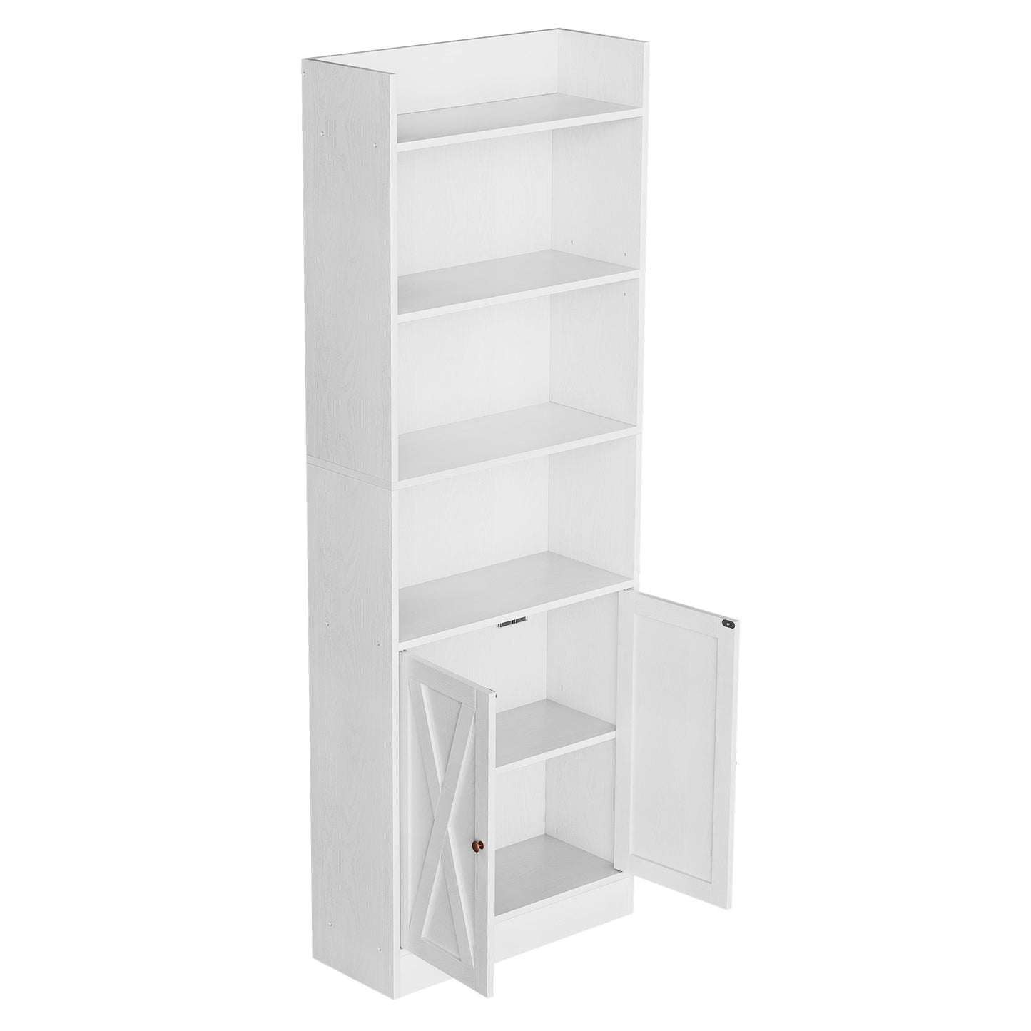 67 inch industrial style floor standing bookshelf with double doors suitable for home offices and living rooms on the 4th floor