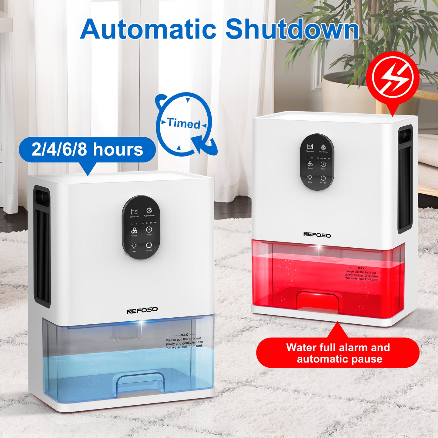 Nefoso 101 oz Dehumidifier for Basement, 800 sq. ft Coverage Area Quiet Dehumidifier with Timer, Sleep Mode, Defrost, 7 Color Light for Home Bathroom Bedroom Living Room Closet RV