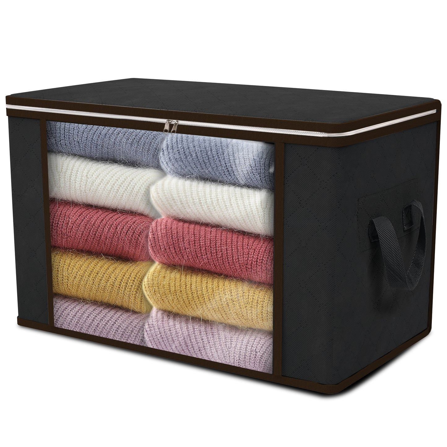 NEFOSO Clothes Storage Bags, 3/4/6Pcs Closet Storage Organizers, 90L Large Capacity Blanket Storage Bags for Clothes with Reinforced Handle and Clear Window