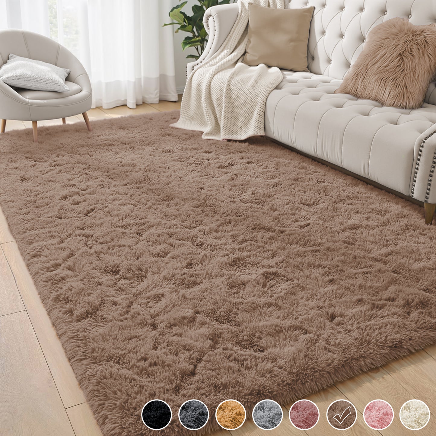 Nefoso Shag Area Rug, 4ftx6ft / 5ftx7ft / 5ftx8ft / 6ftx9ft / 8ftx10ft / 9ftx12ft Soft Fluffy Area Rugs for Living Room Bedroom Decor Carpet