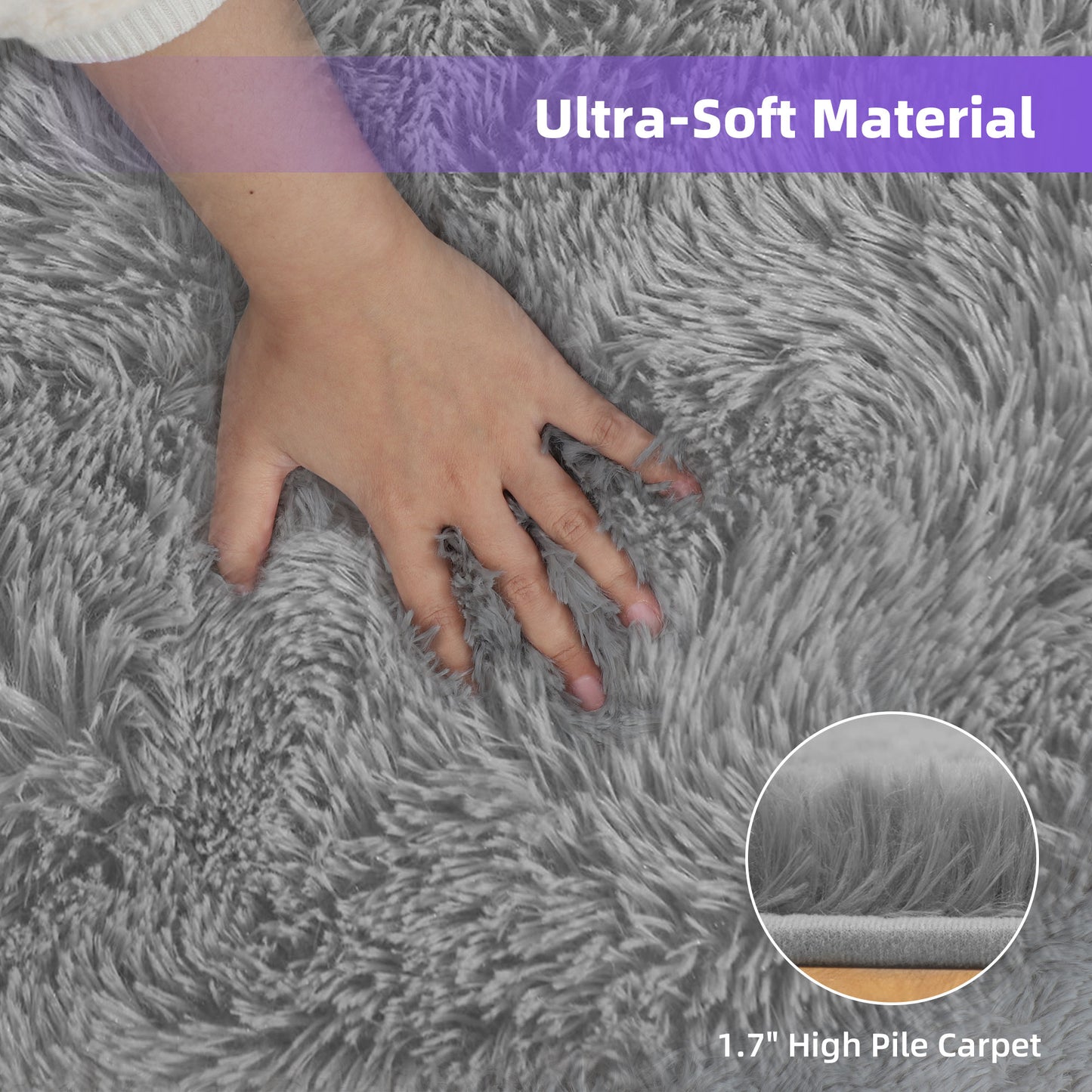 Nefoso Shag Light Gray Area Rug, Soft Fluffy Area Rugs for Living Room Bedroom Kids Room Decor Carpet