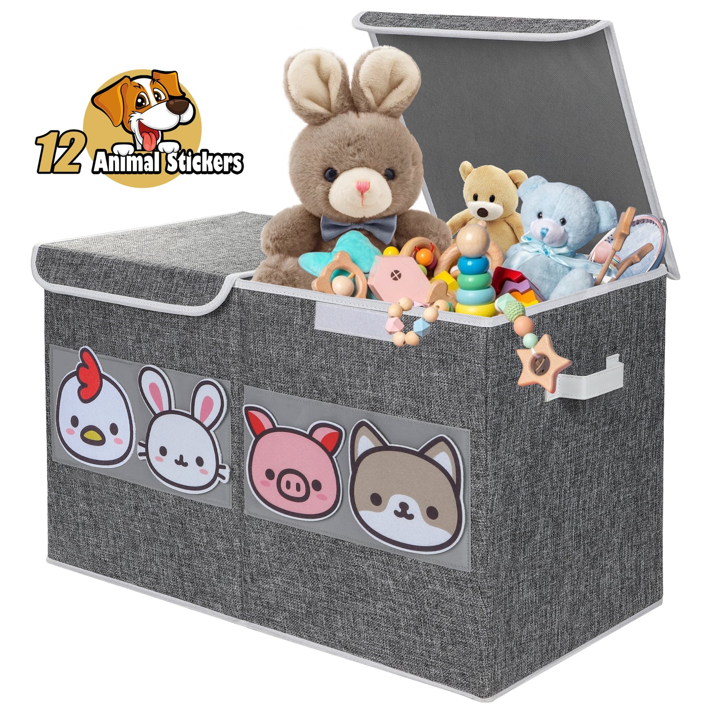 Nefoso Toy Box for Kids, Toy Chests Organizers Storage for Boys and Girls with Flip-Top Lid