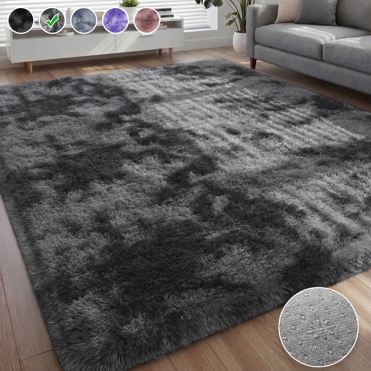 Nefoso Shag Area Rug, 4ft x 6ft / 5ft x 7ft / 5ft x 8ft / 8ft x 10ft / 9ft x 12ft Soft Fluffy Tie-Dye Area Rugs for Living Room Bedroom Decor Carpet