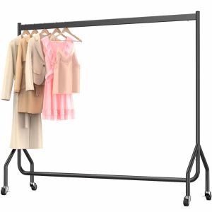 Nefoso Clothing Garment Rack,Single Rail Heavy Duty Clothes Rack with 4 Universal Wheels Standard Rolling Clothes Organizer