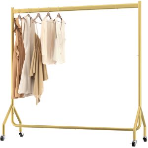 Nefoso Clothing Garment Rack,Single Rail Heavy Duty Clothes Rack with 4 Universal Wheels Standard Rolling Clothes Organizer
