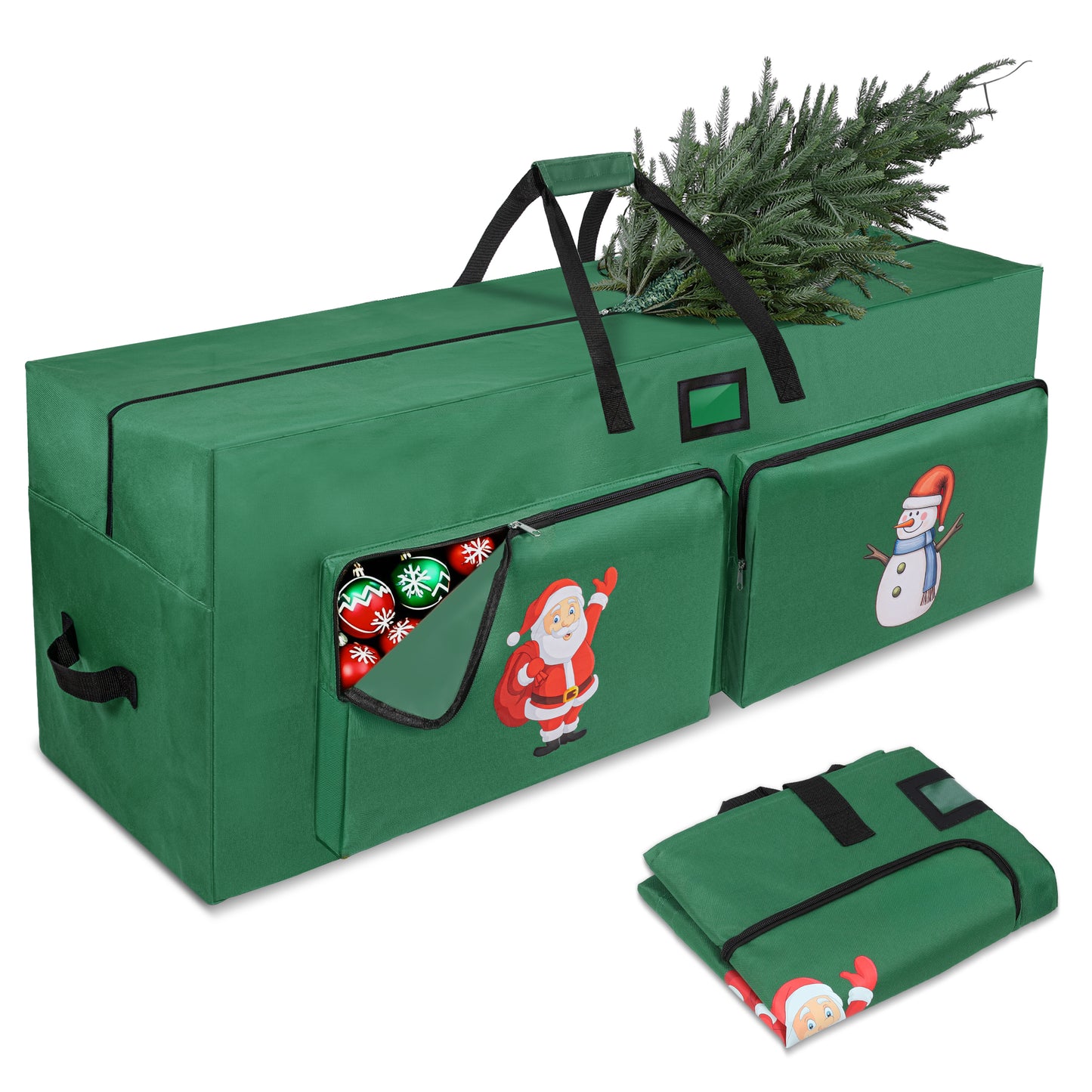 Nefoso Christmas Tree Storage Bag,Fit up to 7.5ft Tree Bags with 2 Pocket and Zippers,Red/Green
