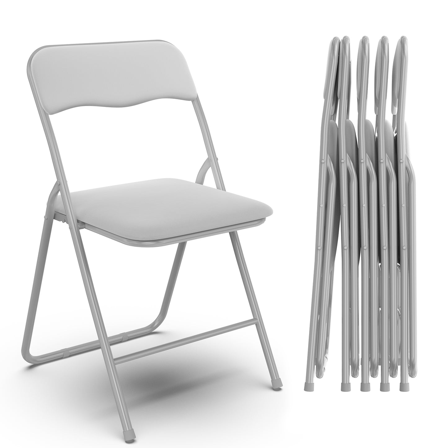 Nefoso 6 Pack Folding Chair with Padded Seats, Portable Metal Foldable Chair for Office Wedding Party, 250lbs Capacity(Pink/Black/Grey)