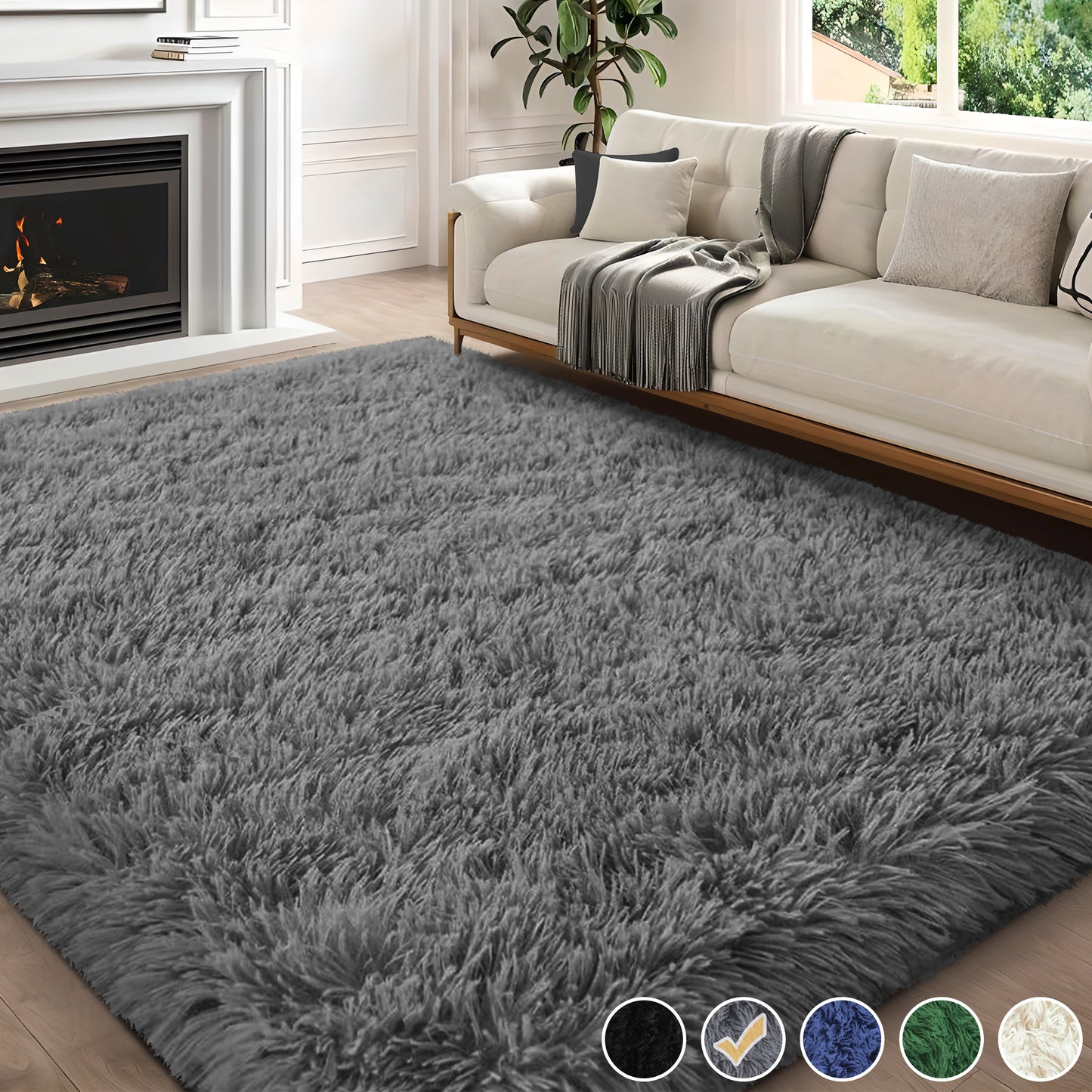 Nefoso Shag Area Rug, 5ft x 7ft / 6ft x 9ft / 7ft x 10ft Soft Fluffy Area Rugs for Living Room Bedroom Decor Carpet