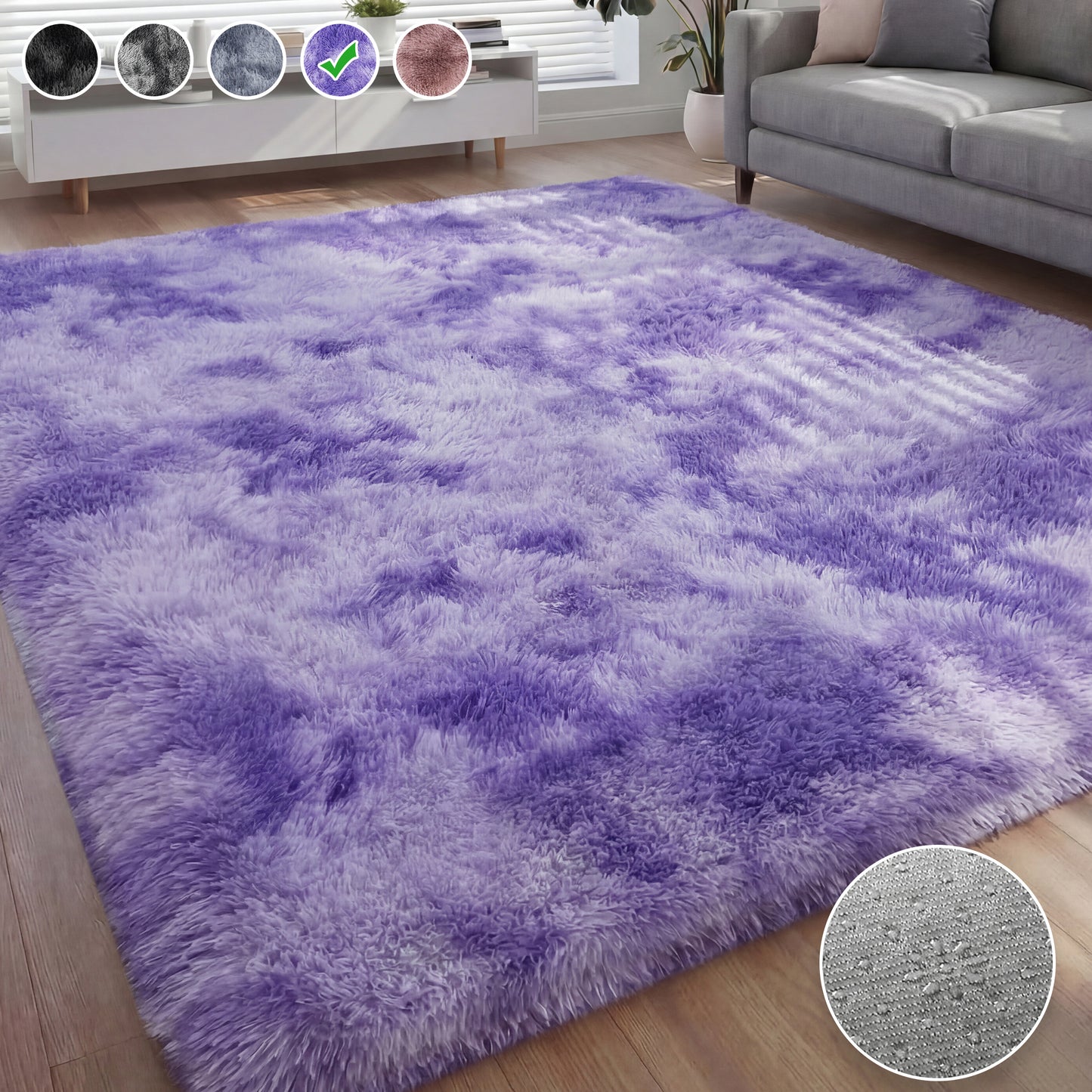 Nefoso Shag Area Rug, 4ft x 6ft / 5ft x 7ft / 5ft x 8ft / 8ft x 10ft / 9ft x 12ft Soft Fluffy Tie-Dye Area Rugs for Living Room Bedroom Decor Carpet