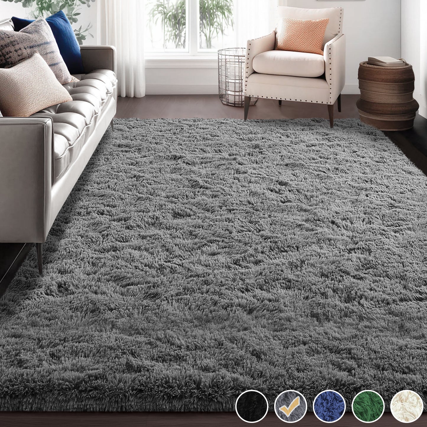 Nefoso Shag Area Rug, 5ft x 7ft / 6ft x 9ft / 7ft x 10ftt / 9ft x 12ft Soft Fluffy Area Rugs for Living Room Bedroom Decor Carpet