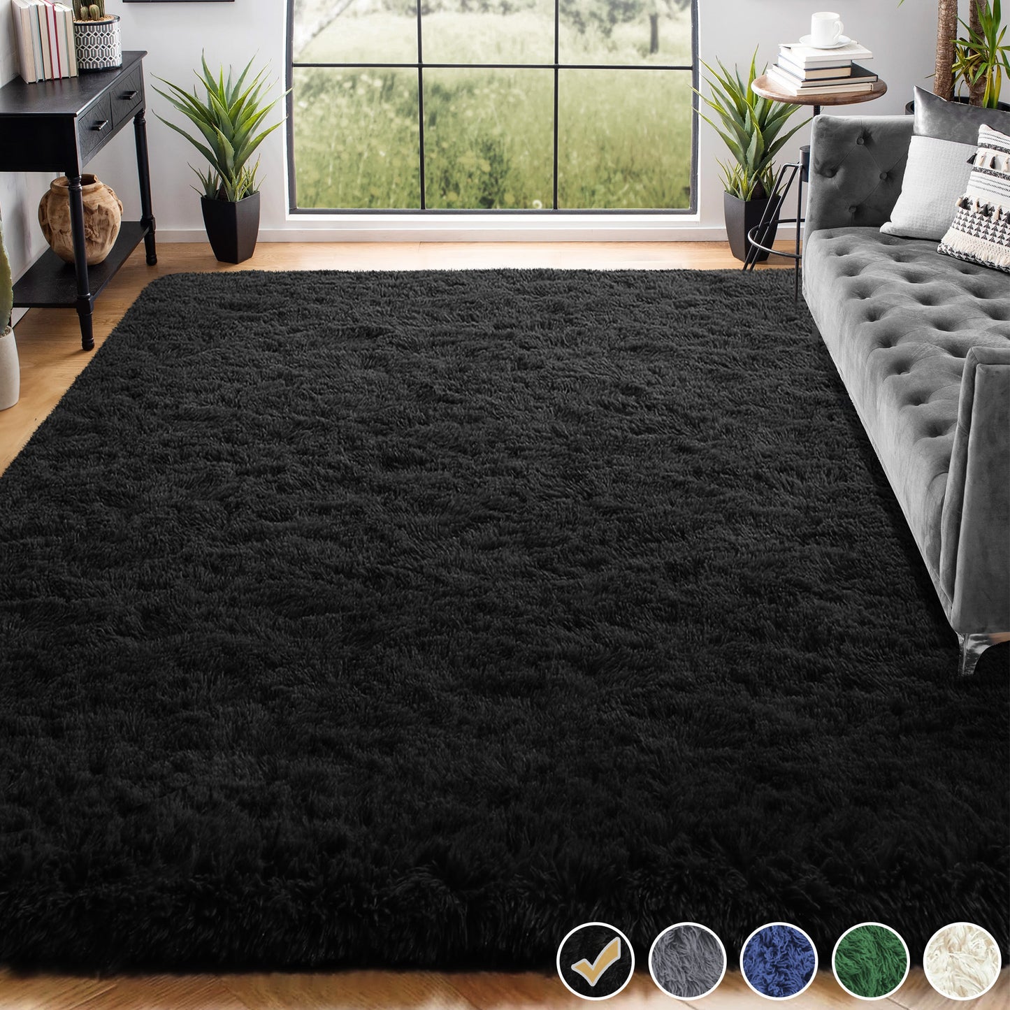 Nefoso Shag Area Rug, 5ft x 7ft / 6ft x 9ft / 7ft x 10ftt / 9ft x 12ft Soft Fluffy Area Rugs for Living Room Bedroom Decor Carpet