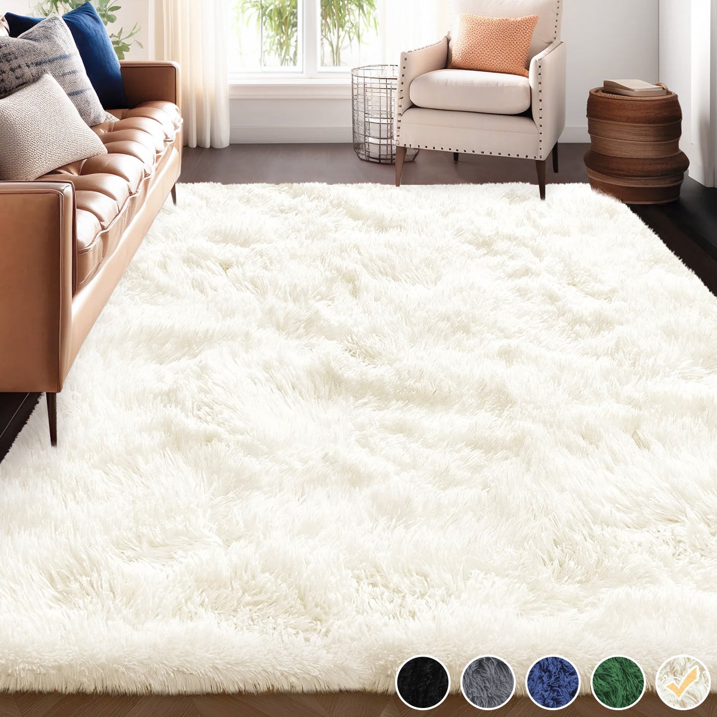 Nefoso Shag Area Rug, 5ft x 7ft / 6ft x 9ft / 7ft x 10ftt / 9ft x 12ft Soft Fluffy Area Rugs for Living Room Bedroom Decor Carpet