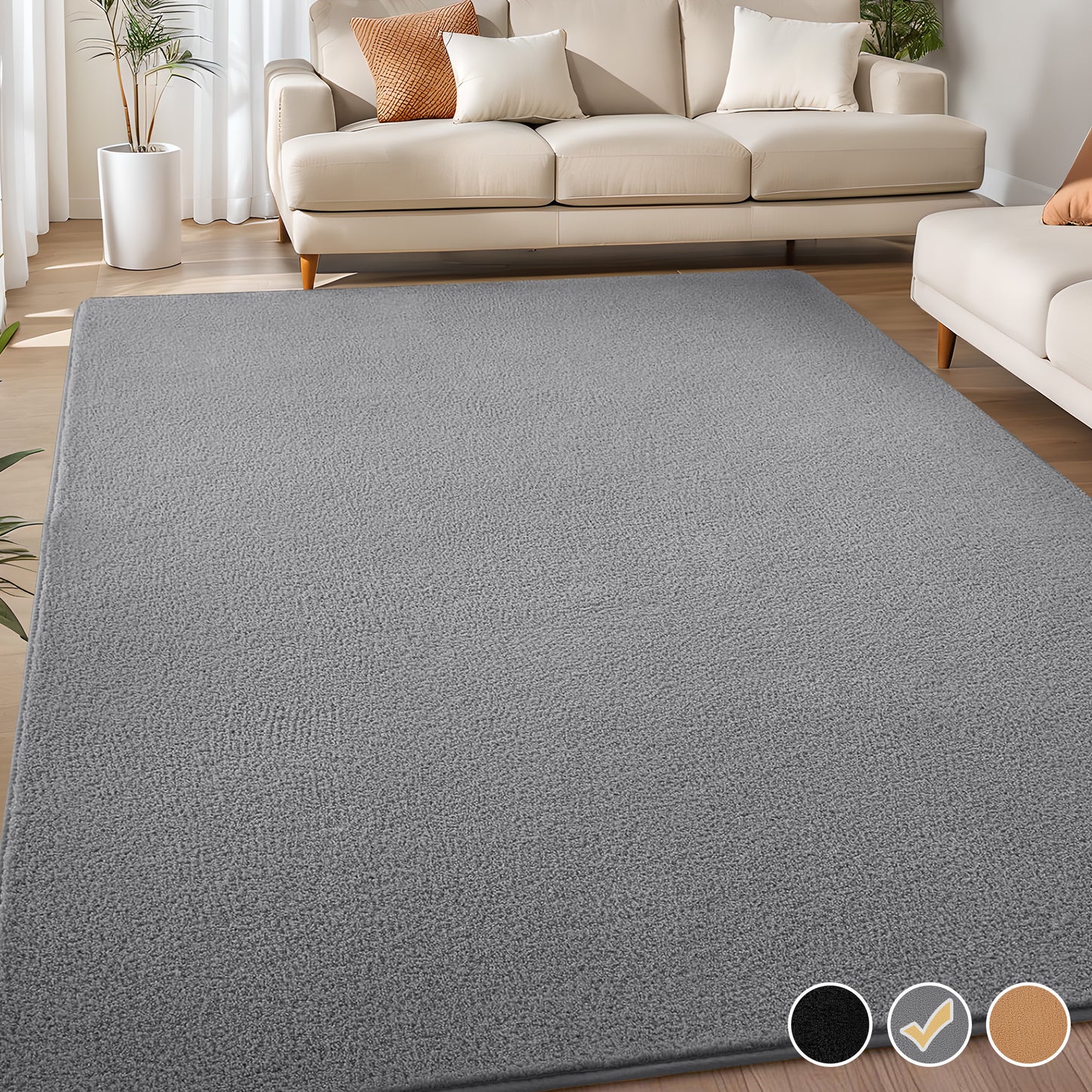 Nefoso Low Pile Area Rug, 8ft x 10ft/ 5ft x 5ft Soft Fluffy Area Rugs for Living Room Bedroom Decor Carpet