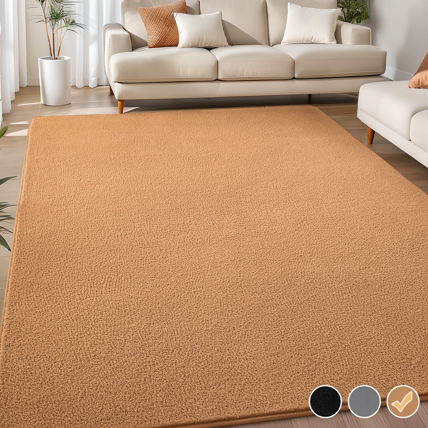 Nefoso Low Pile Area Rug, 4ft x 6ft / 5ft x 8ft / 8ft x 10ft Soft Fluffy Area Rugs for Living Room Bedroom Decor Carpet