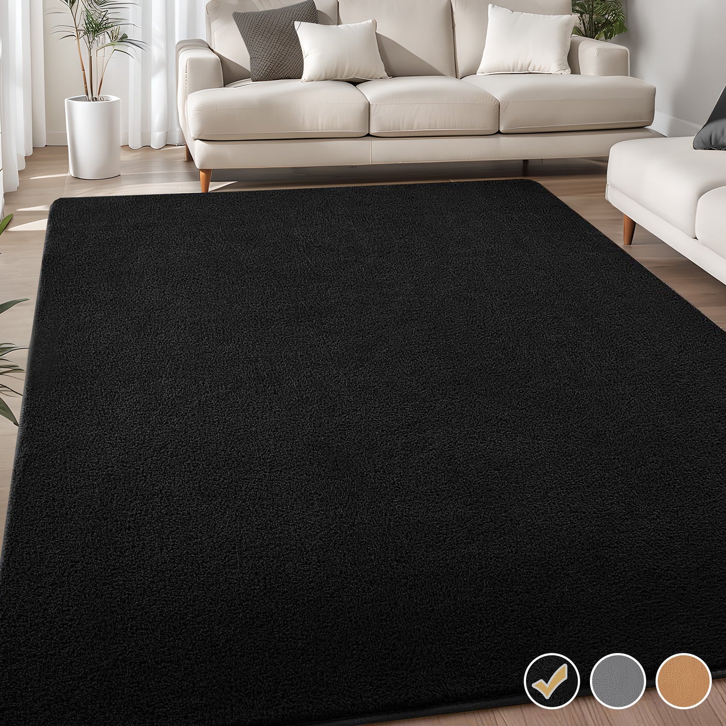 Nefoso Low Pile Area Rug, 8ft x 10ft/ 5ft x 5ft Soft Fluffy Area Rugs for Living Room Bedroom Decor Carpet