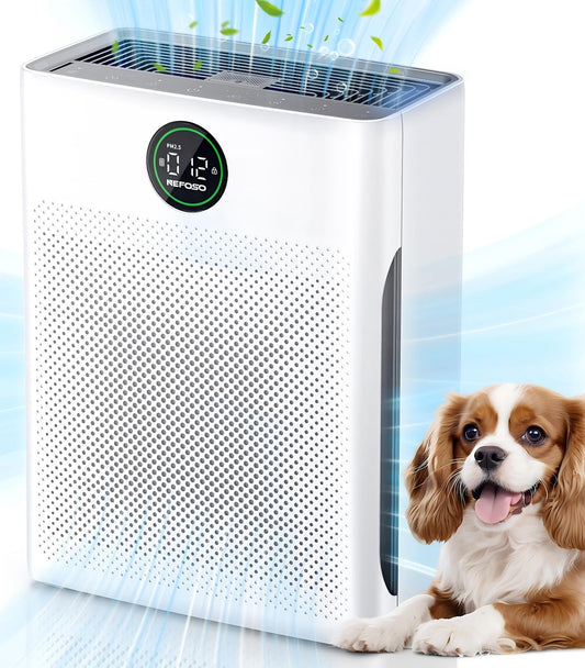 Nefoso Air Purifier for Large Rooms with Washable Filter, Covers up to 1500 Sqft, PM2.5 Display, Removes Smoke Pet Dander Mold Home & Bedroom