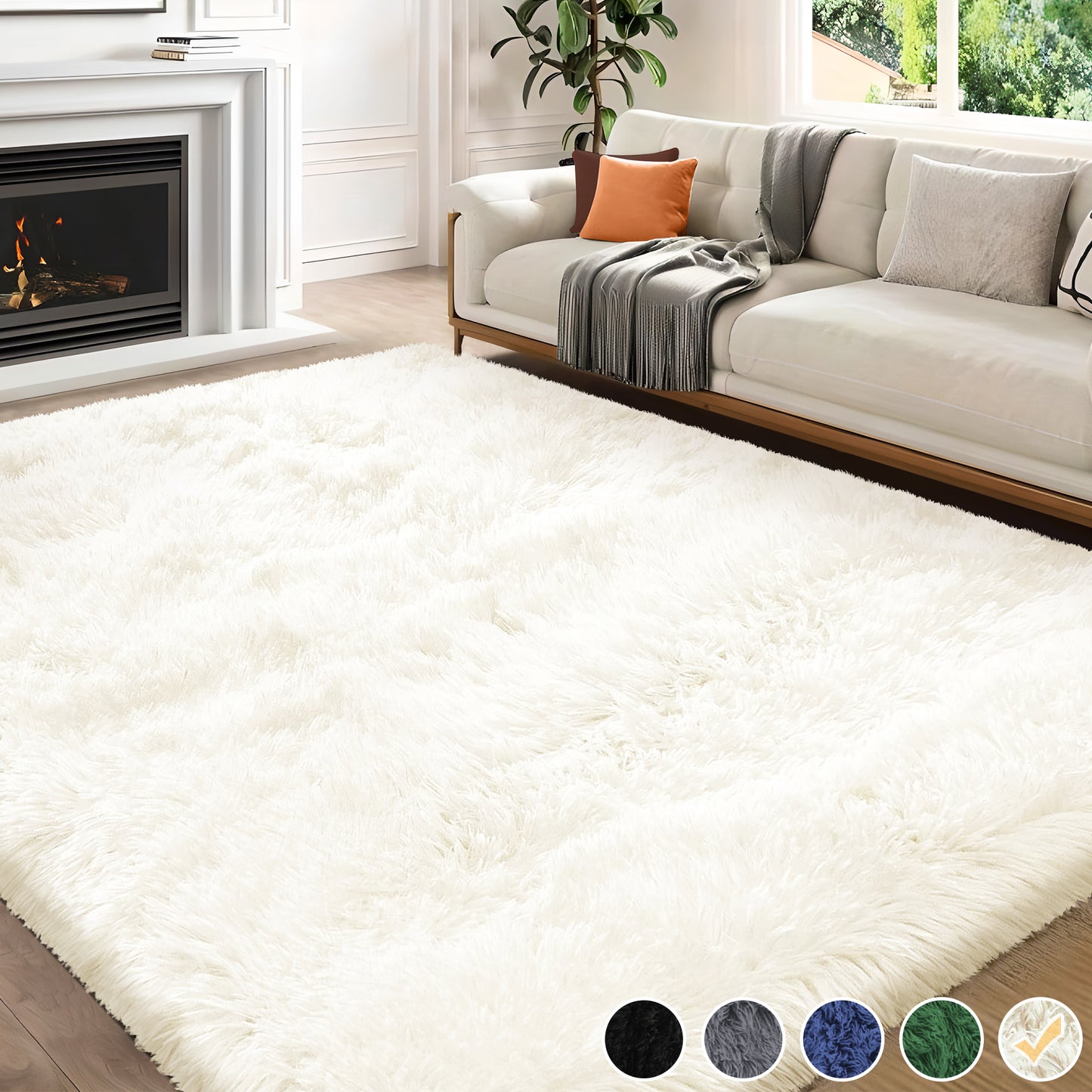 Nefoso Shag Area Rug, 5ft x 7ft / 6ft x 9ft / 7ft x 10ftt / 9ft x 12ft Soft Fluffy Area Rugs for Living Room Bedroom Decor Carpet