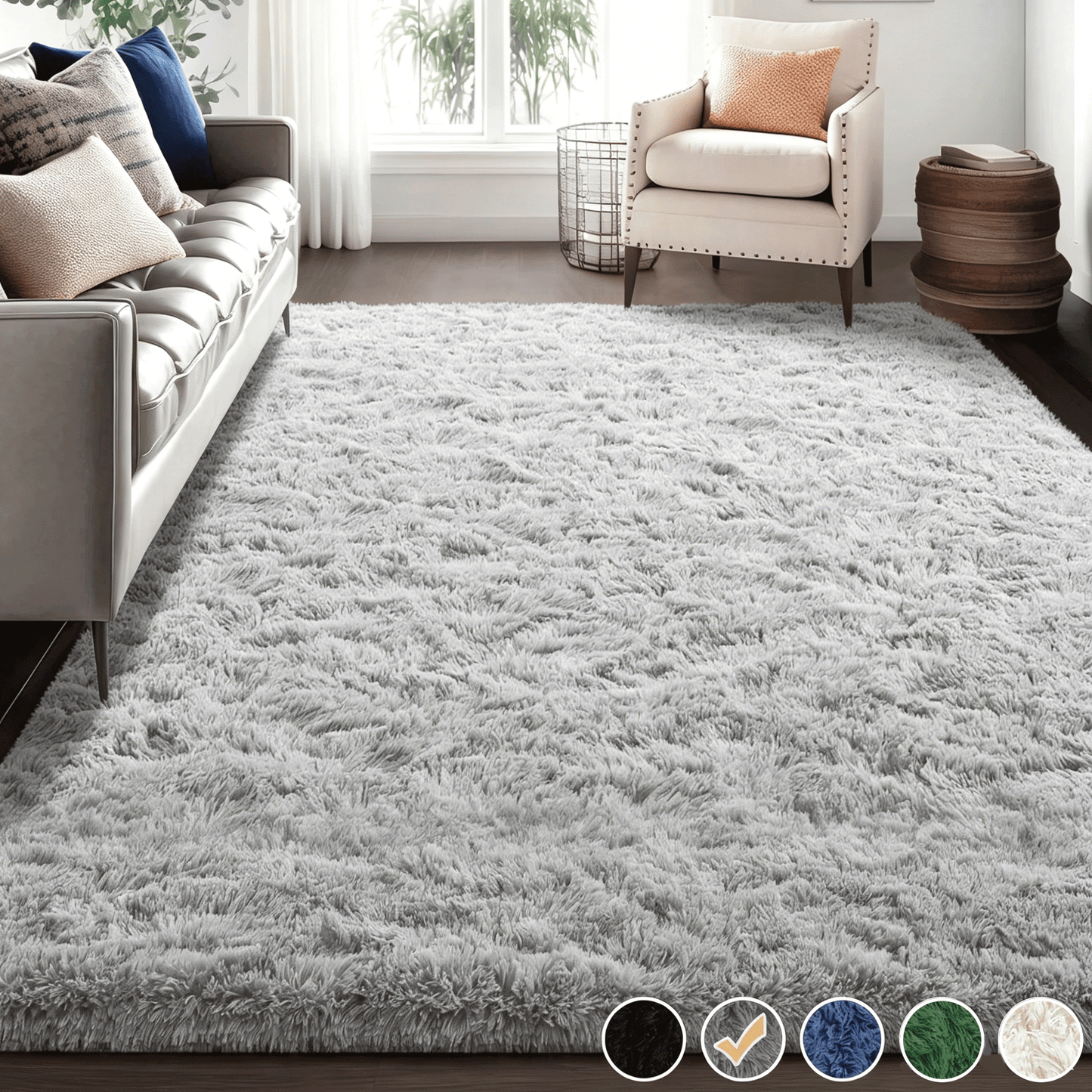 Nefoso Shag Area Rug, 5ft x 7ft / 6ft x 9ft / 7ft x 10ftt / 9ft x 12ft Soft Fluffy Area Rugs for Living Room Bedroom Decor Carpet