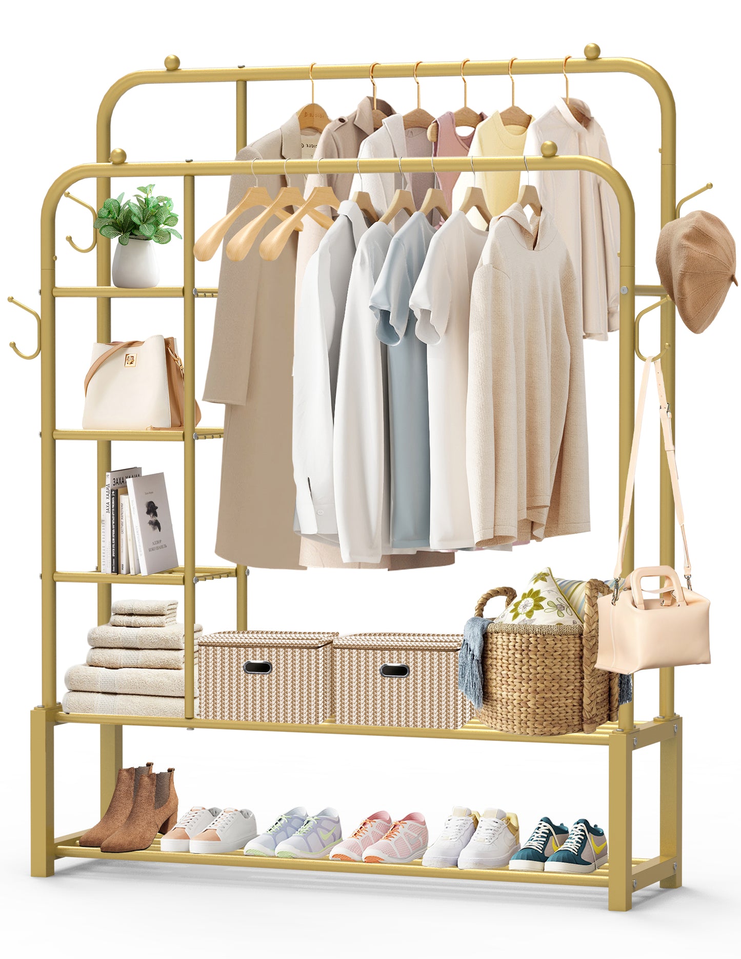 Nefoso Clothing Garment Rack,Double Rails Closet Clothes Rack with Dou NEFOSO Nefoso Clothing Garment Rack,Double Rails Closet Clothes Rack with Dou NEFOSO