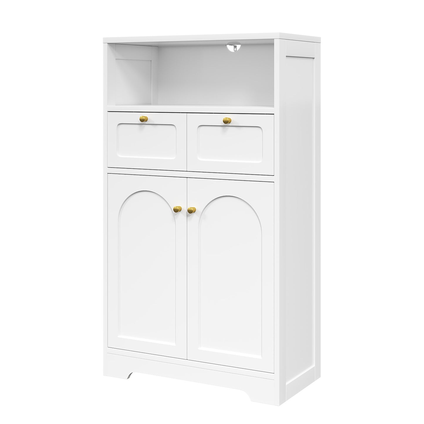 Bathroom cabinet with open shelves, 2 doors and 2 drawers, kitchen vertical cabinet, living room, home office, bathroom storage cabinet (overweight and oversized)