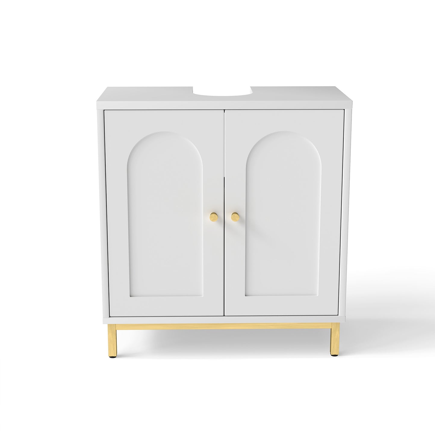 Sink storage cabinet, bathroom storage cabinet with 2 doors, bathroom countertop with U-shaped cut, white adjustable shelf (overweight and oversized)