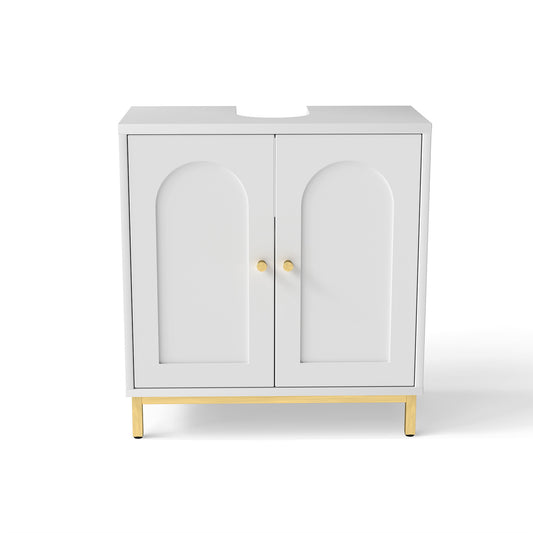 Sink storage cabinet, bathroom storage cabinet with 2 doors, bathroom countertop with U-shaped cut, white adjustable shelf (overweight and oversized)