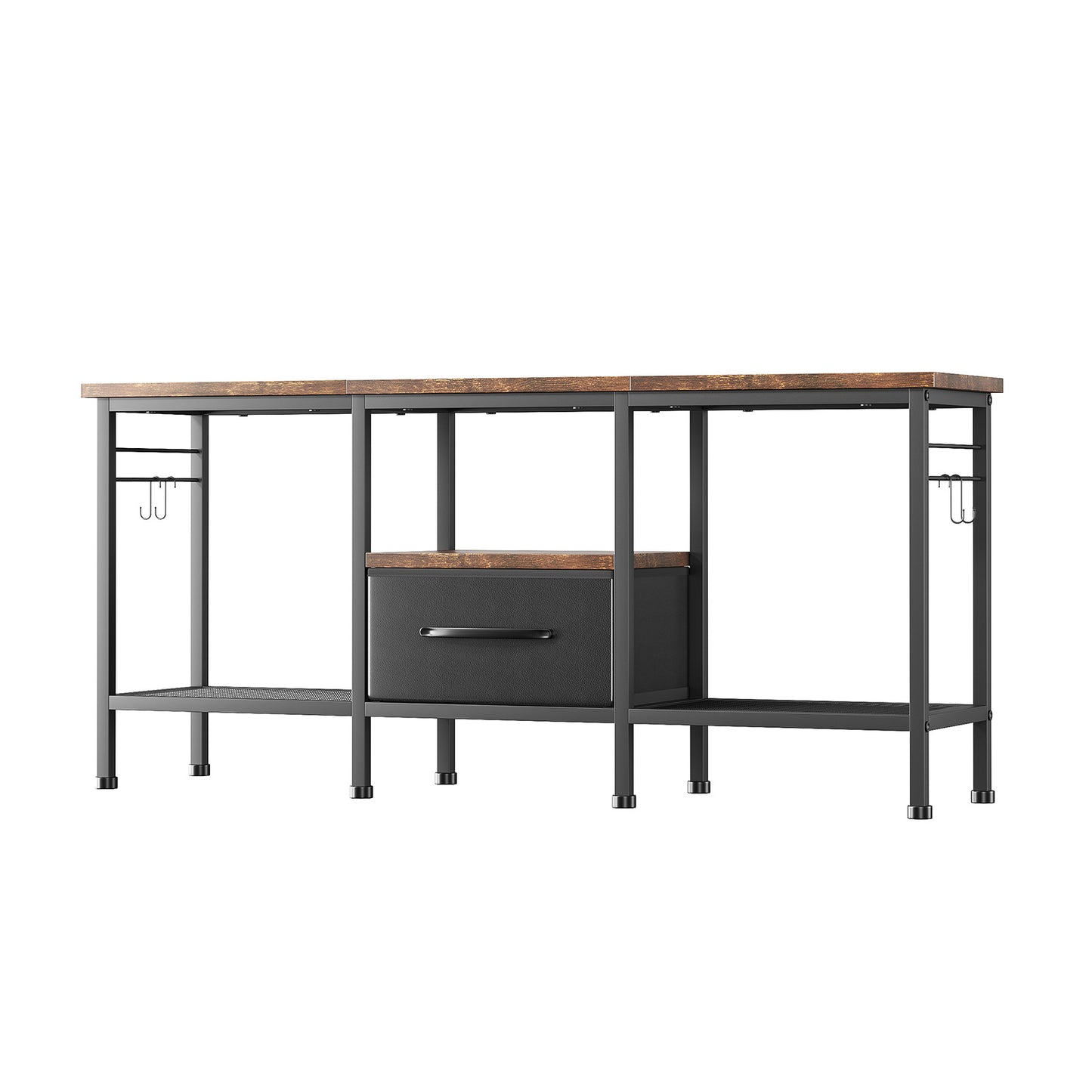 TV cabinet, TV cabinet with fabric drawers, entertainment center and industrial TV console, with open storage rack, suitable for retro color TVs under 55 inches
