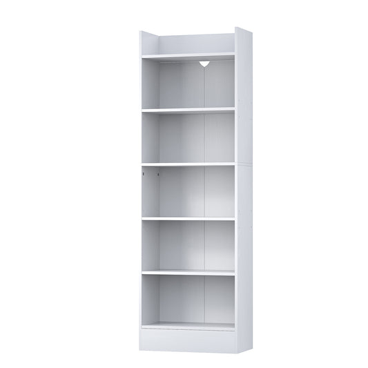 White modern style six story open standing bookshelf, suitable for use in offices and living rooms on six floors