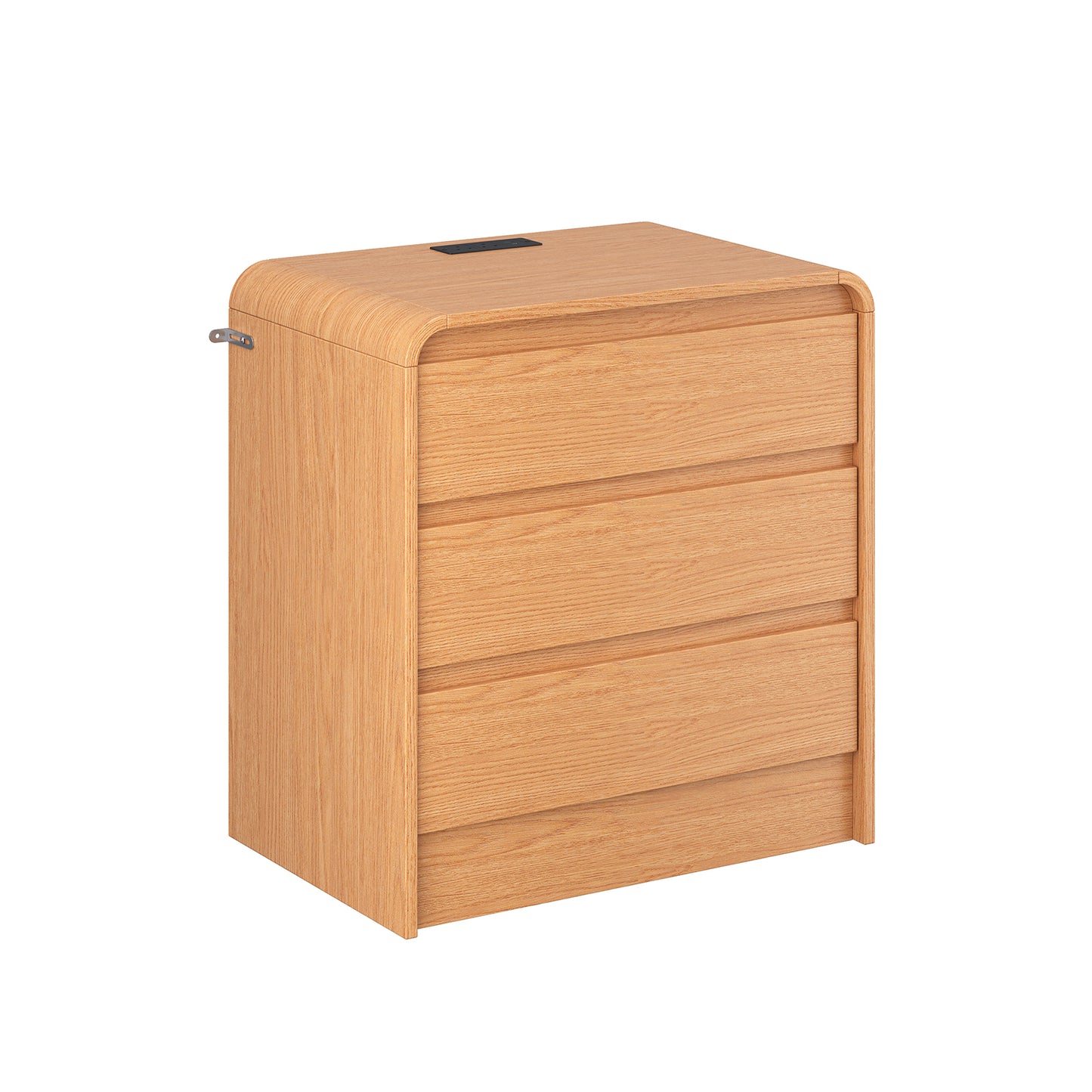 25 inch modern bedside table with charging station, 3 storage drawers, curved design, bedroom side table (US 110V) 3 levels