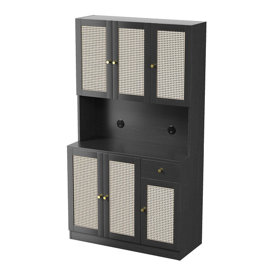 (Cannot be sold separately, must be bundled with YM3117260000411) 70 inch modern high cabinet storage cabinet with countertop soft door, suitable for kitchen, living room, dining room (Package 1)