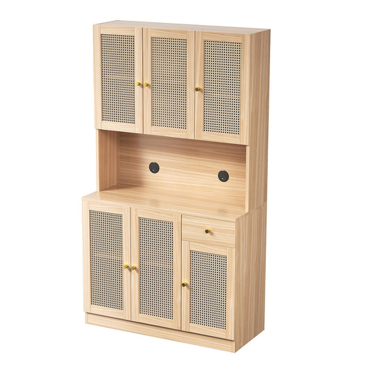 (Cannot be sold separately, must be bundled with YM3117260000412) 70 inch modern high cabinet storage cabinet with countertop soft door, suitable for kitchen, living room, dining room (Package 1)