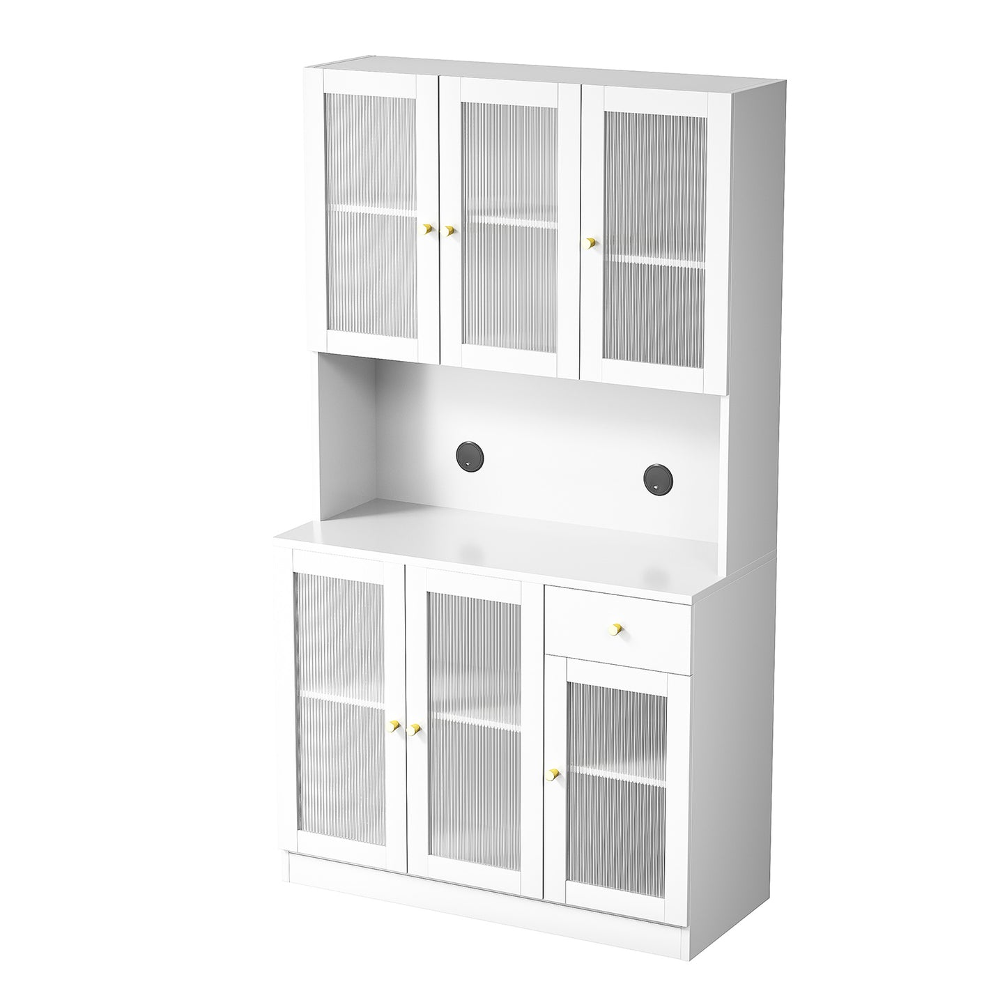 (Cannot be sold separately, must be bundled with YM3117260000313) White mirror 70 inch modern high cabinet storage cabinet with countertop soft door, can be used for kitchen, living room, dining room (Package 2)