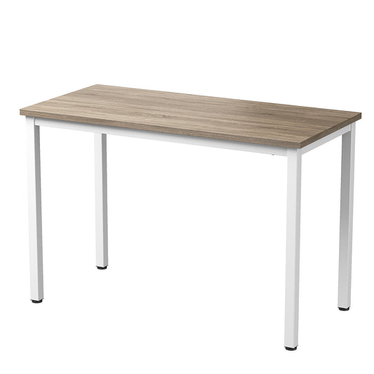 Computer desk, 47 inch home office desk, modern minimalist style home office game desk, sturdy metal frame, easy to assemble, oak color+white
