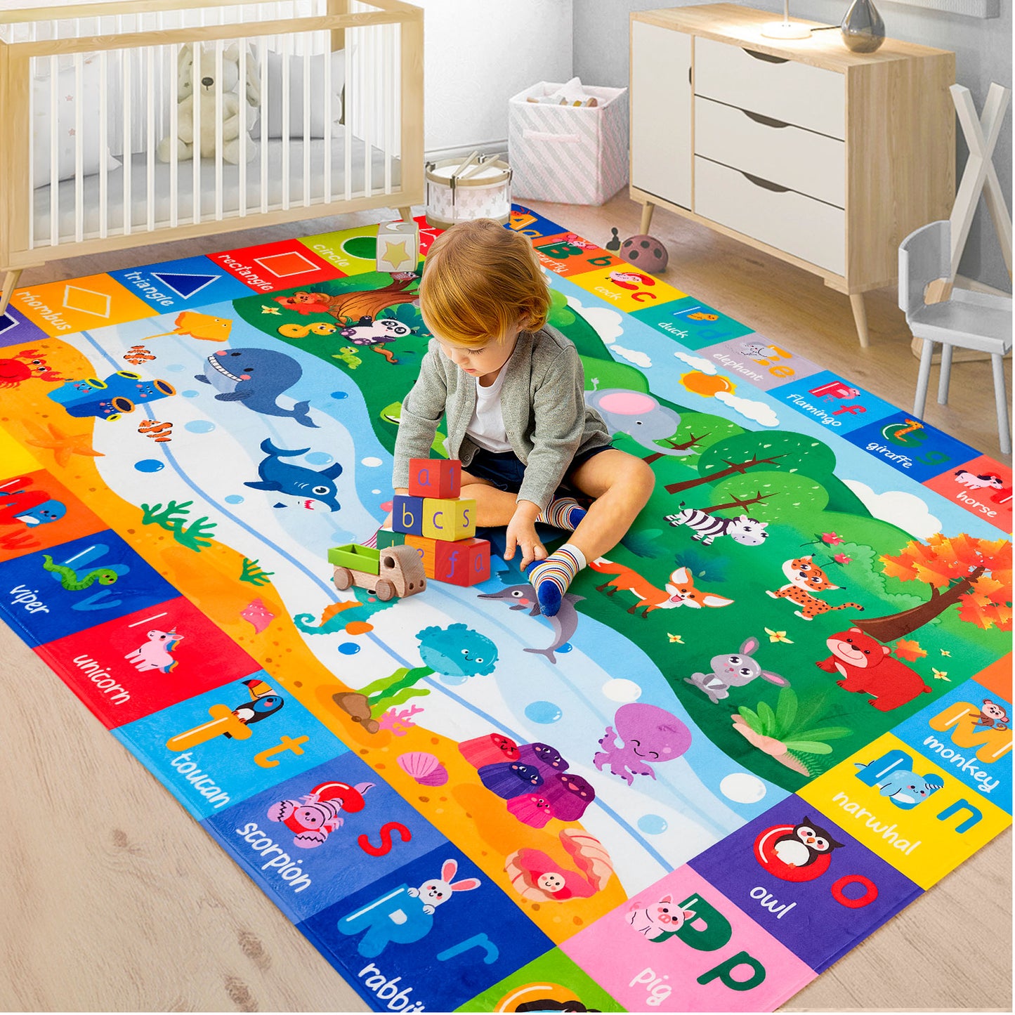 Nefoso Kids Play Rug, Kids Carpet, Kids Area Rug Play Mat for Bedrooms and Playroom