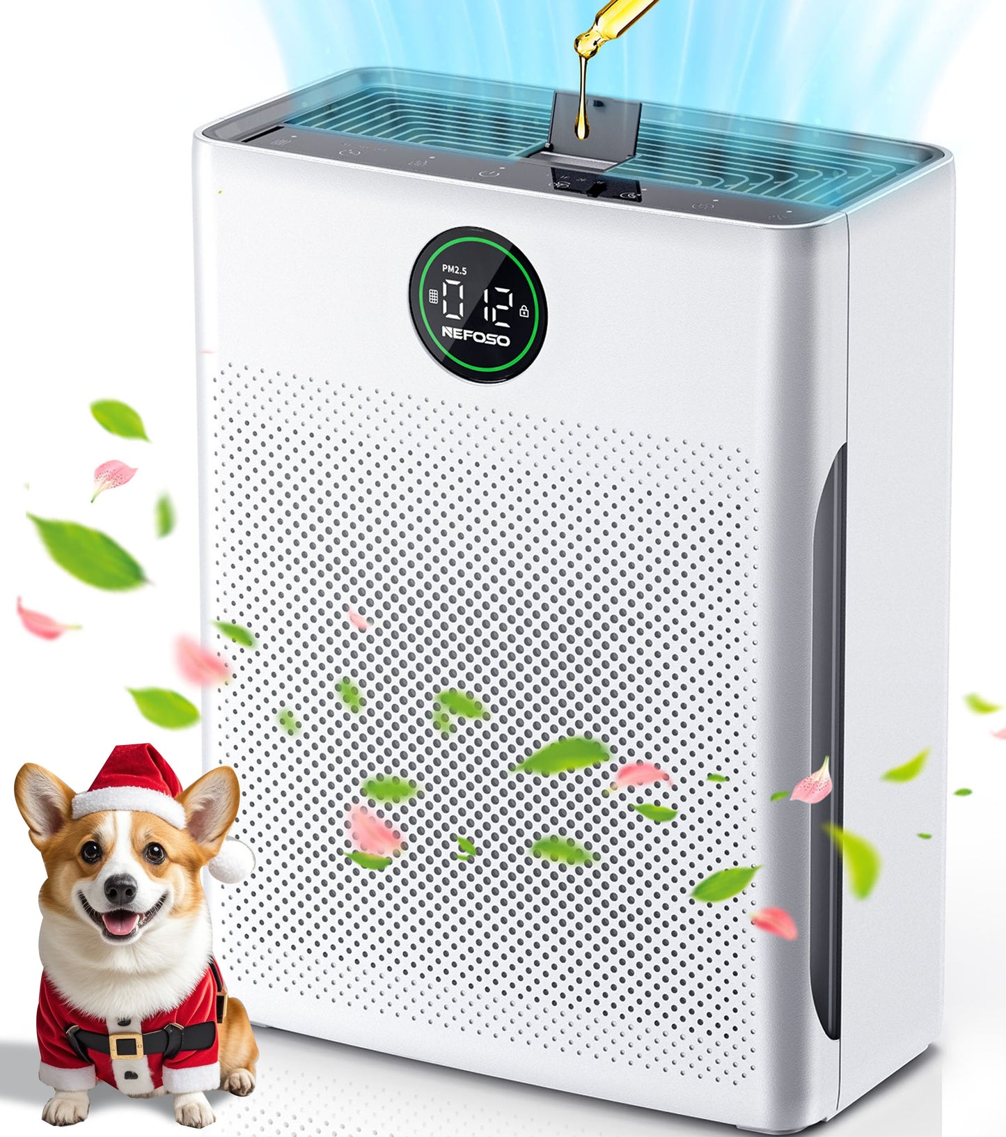 Nefoso Air Purifier for Large Rooms with Washable Filter, Covers up to 1500 Sqft, PM2.5 Display, Removes Smoke Pet Dander Mold Home & Bedroom