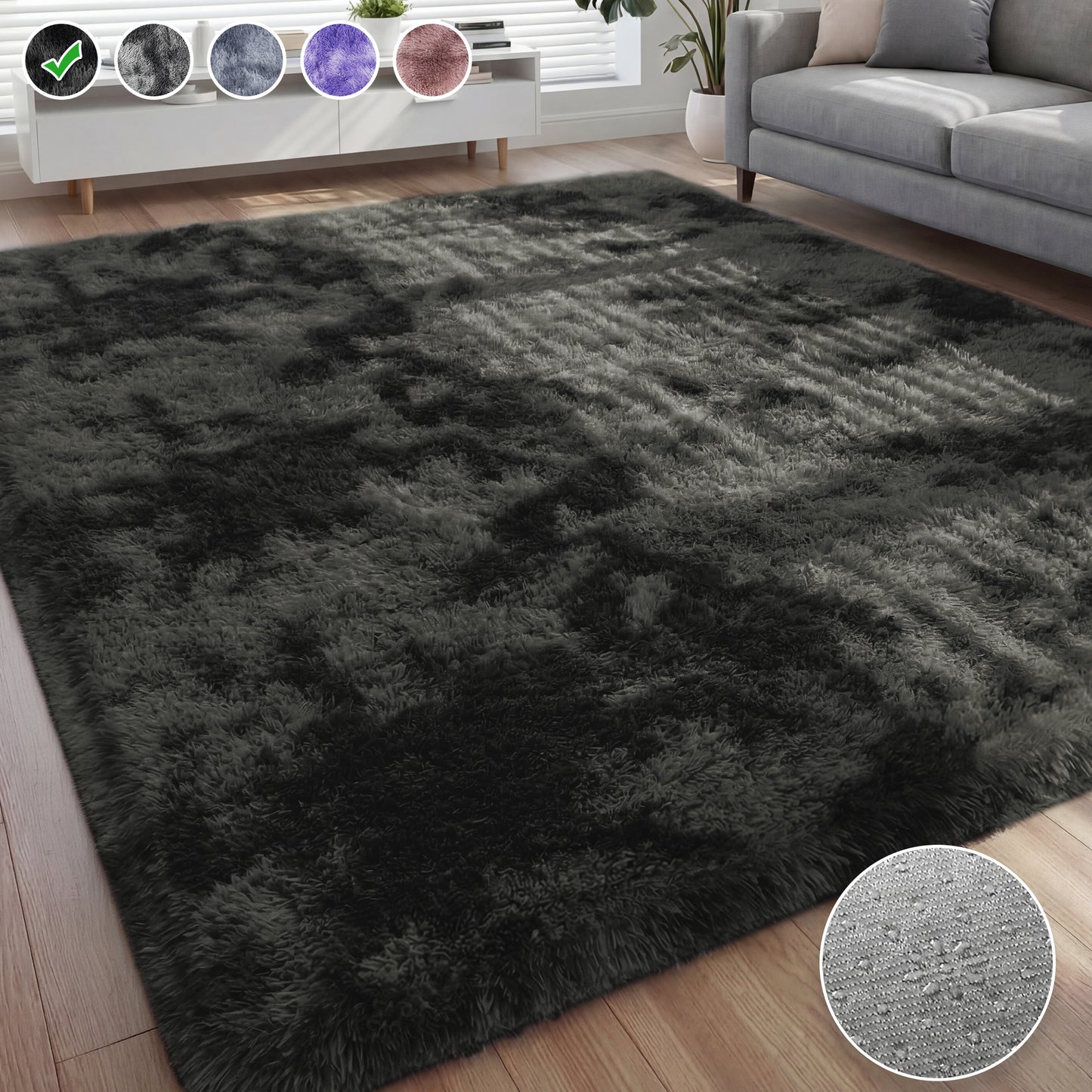 Nefoso Shag Area Rug, 4ft x 6ft / 5ft x 7ft / 5ft x 8ft / 8ft x 10ft / 9ft x 12ft Soft Fluffy Tie-Dye Area Rugs for Living Room Bedroom Decor Carpet
