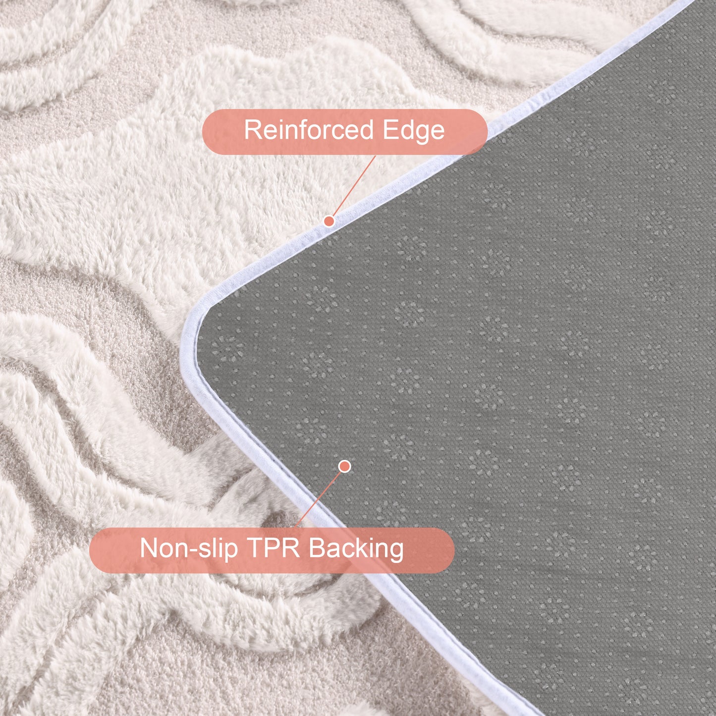 Nefoso Low Pile Area Rug, 5ft x 8ft / 8ft x 10ft Washable Area Rugs for Living Room Bedroom Decor, Non-Slip Carpet, Modern Geometric, Beige & Apricot