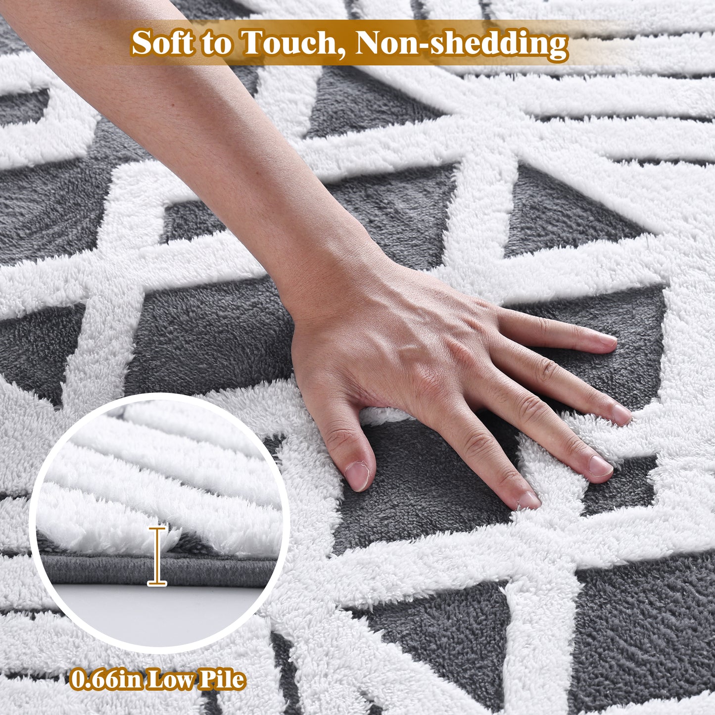 Nefoso Shag Area Rug, 8ft x 10ft Washable Area Rugs for Living Room Bedroom Decor, Non-Slip Carpet, Modern Geometric