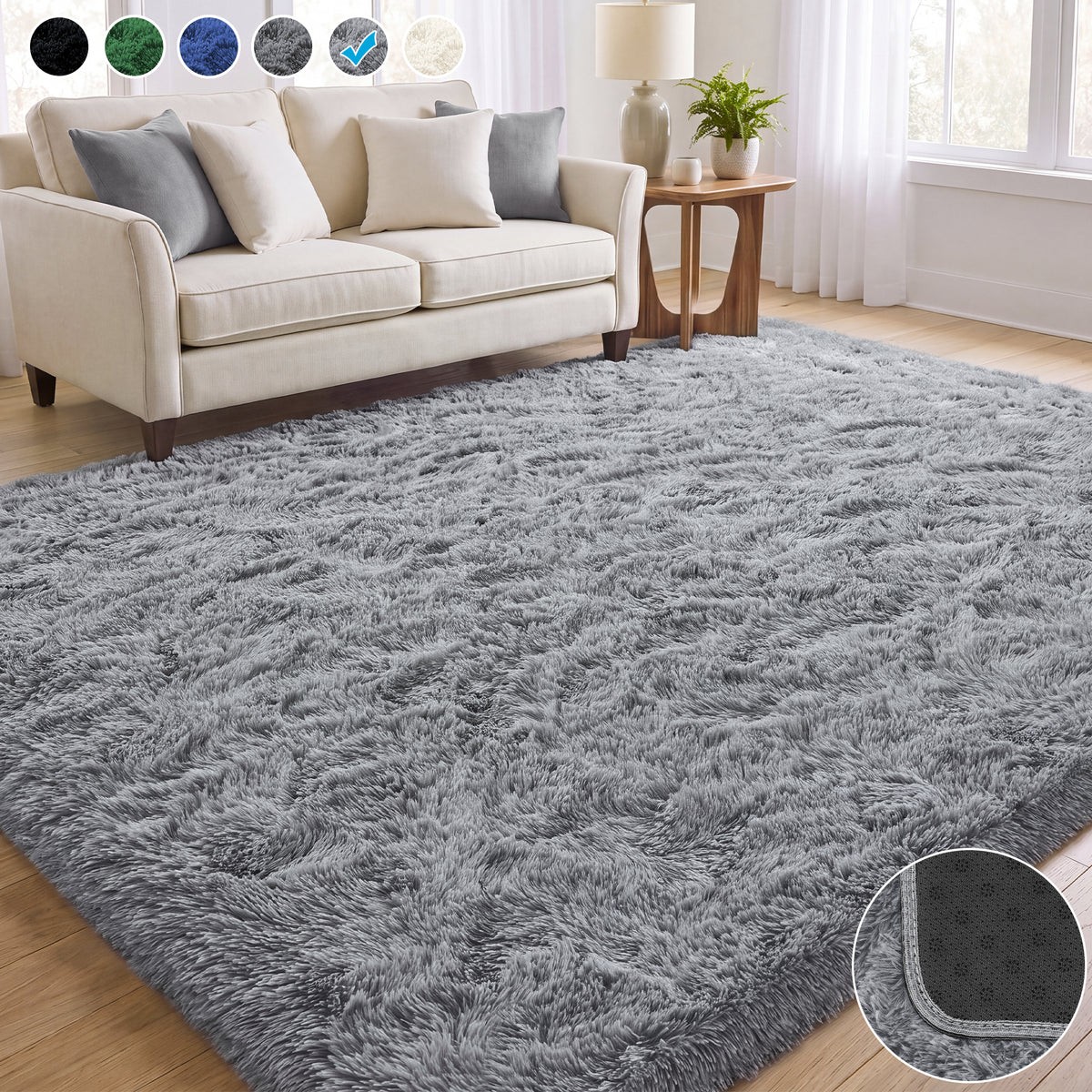 Nefoso Shag Area Rug, 5ft x 7ft / 6ft x 9ft / 7ft x 10ftt / 9ft x 12ft Soft Fluffy Area Rugs for Living Room Bedroom Decor Carpet