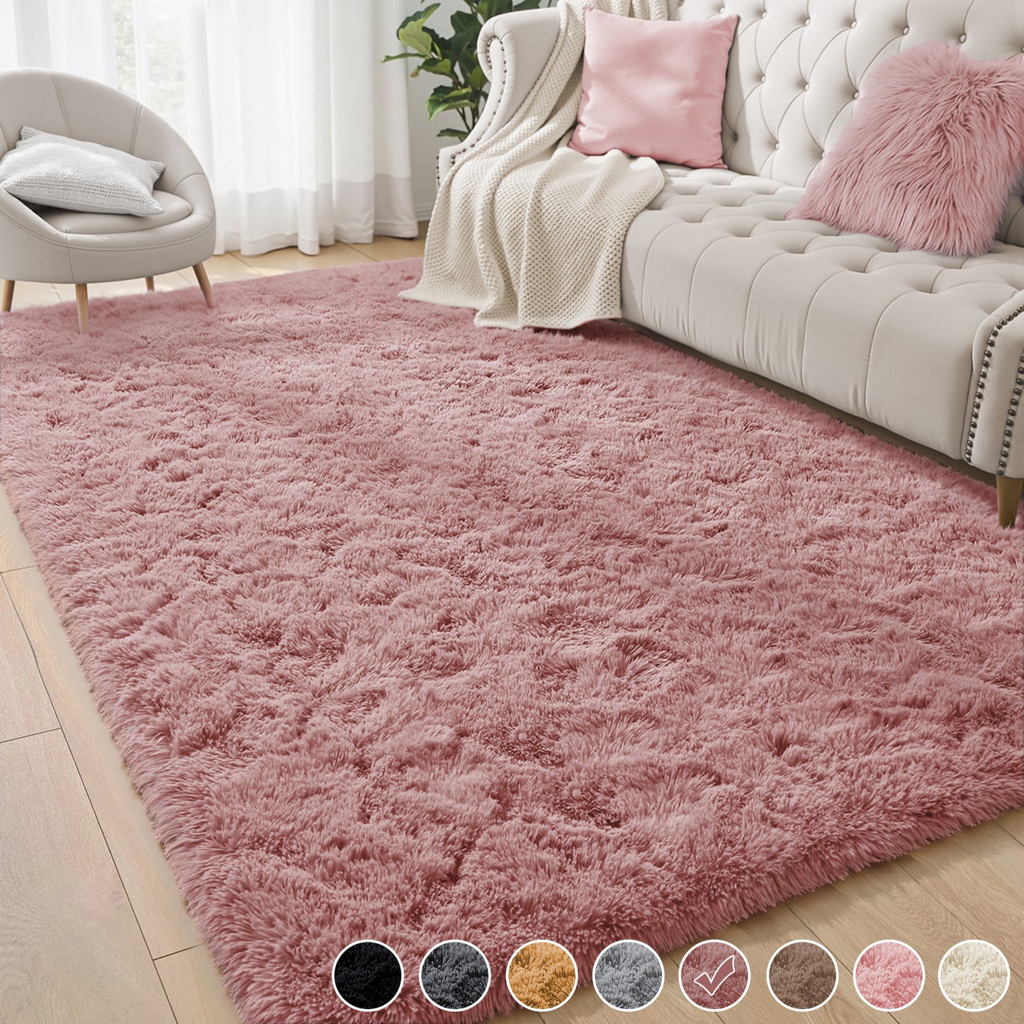 Nefoso Shag Area Rug, 4ftx6ft / 5ftx7ft / 5ftx8ft / 6ftx9ft / 8ftx10ft / 9ftx12ft Soft Fluffy Area Rugs for Living Room Bedroom Decor Carpet