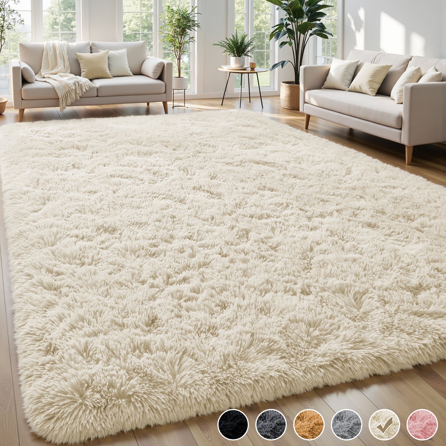 Nefoso Shag Light Gray Area Rug, Soft Fluffy Area Rugs for Living Room Bedroom Kids Room Decor Carpet