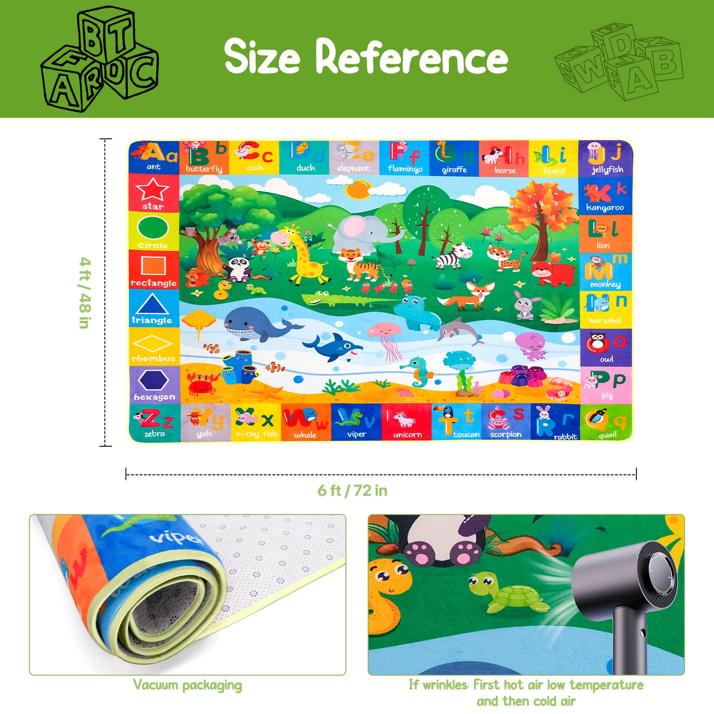 Nefoso Kids Play Rug, Kids Play Mat 3ft x 5ft / 4ft x 6ft Area Rug for Indoor, Age Group 3+