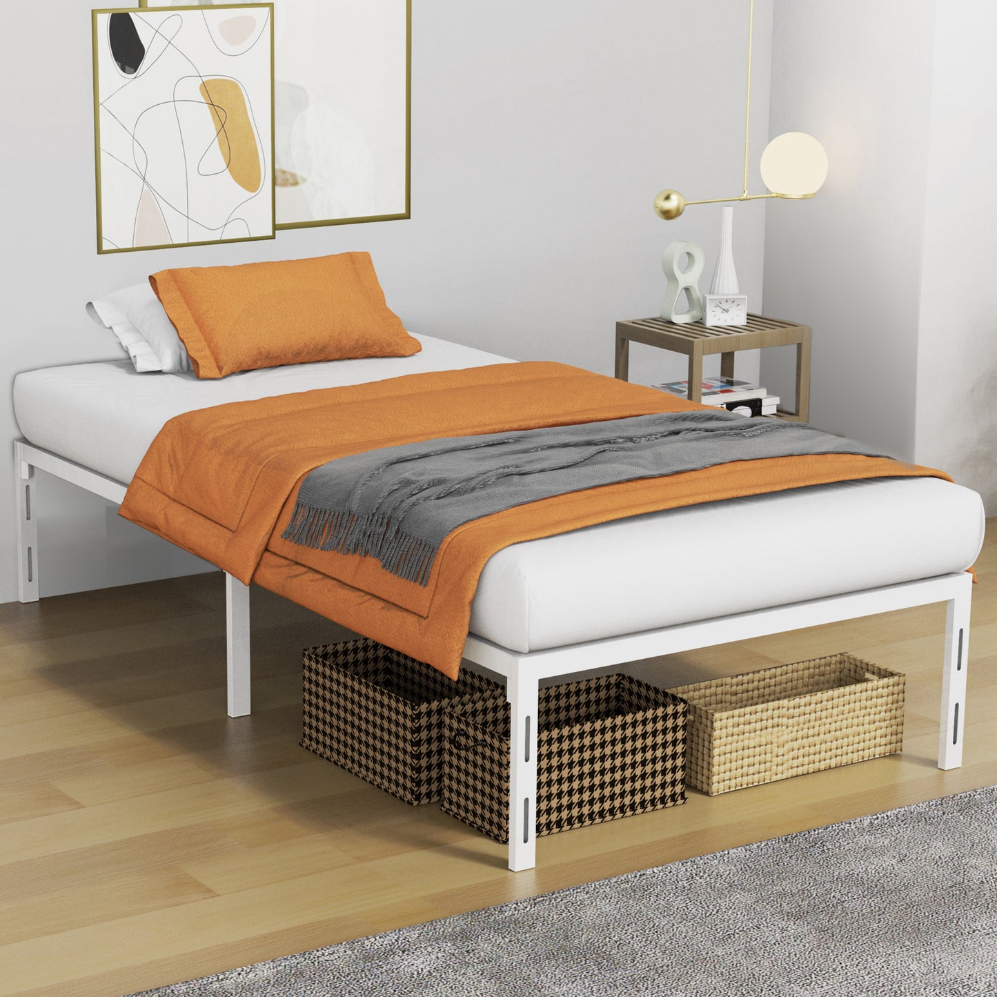 Nefoso Bed Frame, 14 inch Tall Heavy Duty Metal Platform Bed Frame, No Box Spring Needed