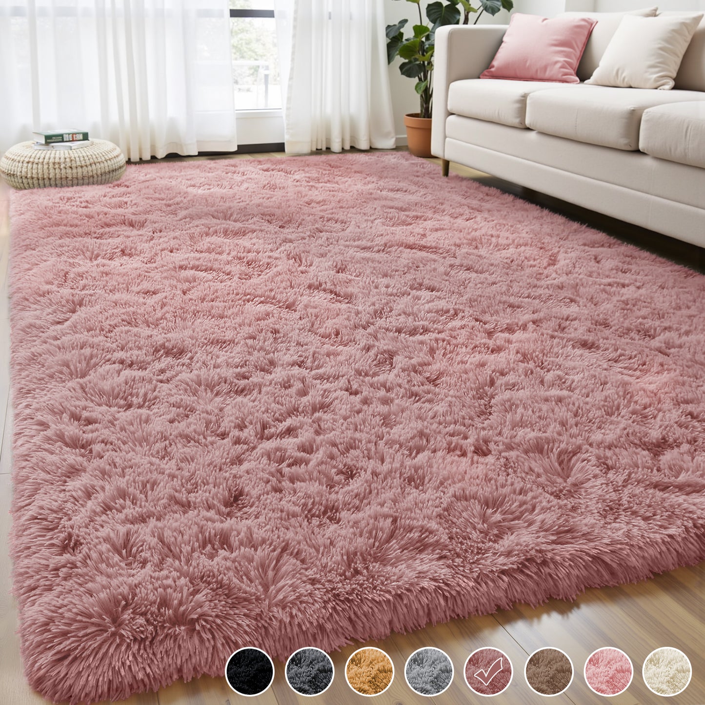 Nefoso Shag Area Rug, 4ftx6ft / 5ftx7ft / 5ftx8ft / 6ftx9ft / 8ftx10ft / 9ftx12ft Soft Fluffy Area Rugs for Living Room Bedroom Decor Carpet