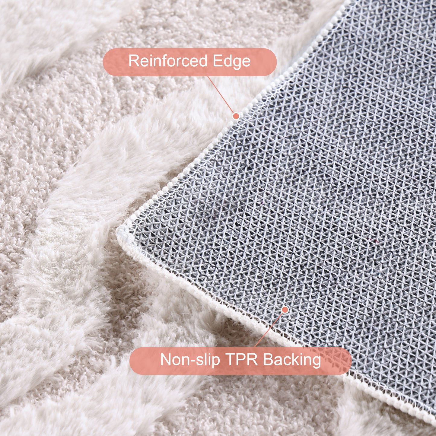 Nefoso Shag Area Rug, 8ft x 10ft Washable Area Rugs for Living Room Bedroom Decor, Non-Slip Carpet, Modern Geometric