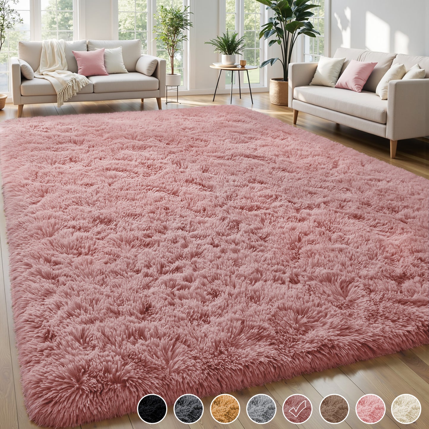 Nefoso Shag Area Rug, 4ftx6ft / 5ftx7ft / 5ftx8ft / 6ftx9ft / 8ftx10ft / 9ftx12ft Soft Fluffy Area Rugs for Living Room Bedroom Decor Carpet