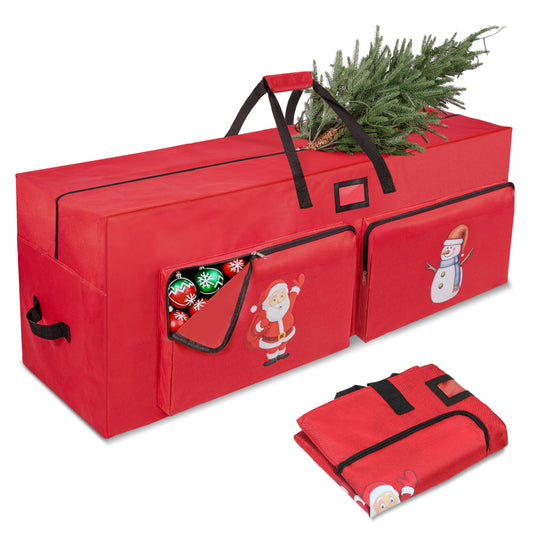 Nefoso Christmas Tree Storage Bag,Fit up to 7.5ft Tree Bags with 2 Pocket and Zippers,Red/Green