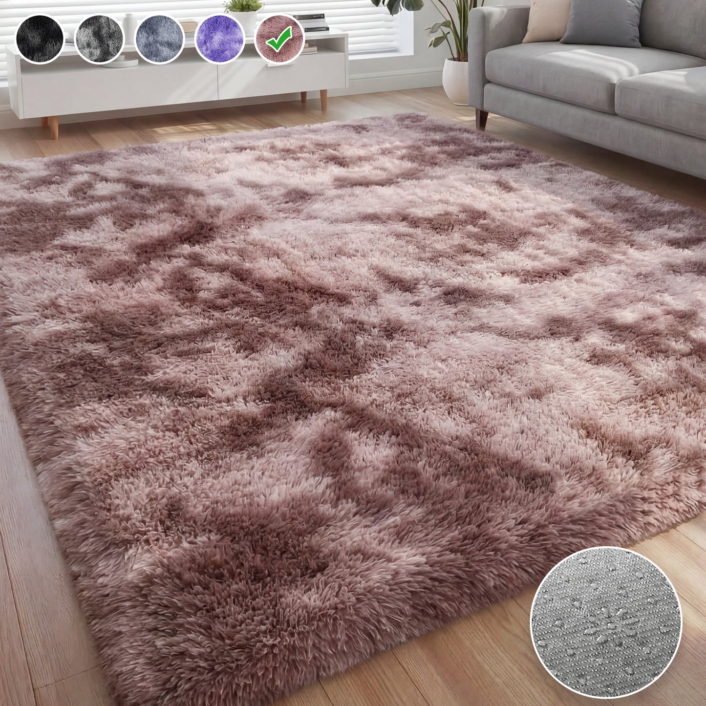 Nefoso Shag Area Rug, 4ft x 6ft / 5ft x 7ft / 5ft x 8ft / 8ft x 10ft / 9ft x 12ft Soft Fluffy Tie-Dye Area Rugs for Living Room Bedroom Decor Carpet